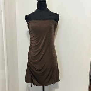 Elegant Brown Strapless Dress